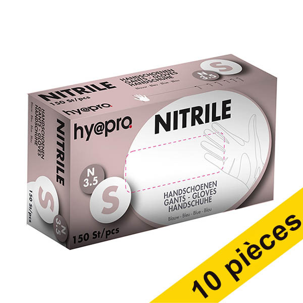 HY@PRO Offre : 10x HY@PRO gants en nitrile sans poudre S (3,5 grammes, 24 cm, 150 pièces) - bleu  SHY00003 - 1