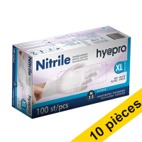 Offre : 10x HY@PRO gants en nitrile sans poudre XL (3,5 grammes, 24 cm, 100 pièces) - blanc