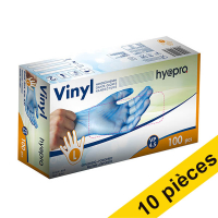 Offre : 10x HY@PRO gants en vinyle poudrés L (4,5 grammes, 24 cm, 100 pièces) - bleu