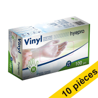 Offre : 10x HY@PRO gants en vinyle poudrés M (4,5 grammes, 24 cm, 100 pièces) - blanc