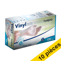 Offre : 10x HY@PRO gants en vinyle poudrés XL (4,5 grammes, 24 cm, 100 pièces) - blanc
