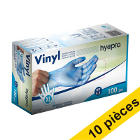 Offre : 10x HY@PRO gants en vinyle poudrés XL (4,5 grammes, 24 cm, 100 pièces) - bleu