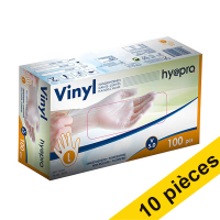Offre : 10x HY@PRO gants en vinyle sans poudre L (5 grammes, 24 cm, 100 pièces) - blanc