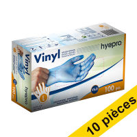 Offre : 10x HY@PRO gants en vinyle sans poudre L (5 grammes, 24 cm, 100 pièces) - bleu