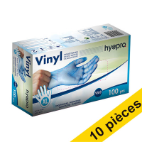 Offre : 10x HY@PRO gants en vinyle sans poudre XL (5 grammes, 24 cm, 100 pièces) - bleu