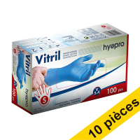 Offre : 10x HY@PRO gants en vitrile sans poudre S (5,4 grammes, 24 cm, 100 pièces) - bleu SHY00261