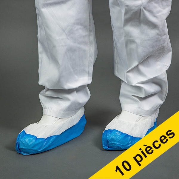 Offre : 10x HY@PRO non-tissé/CPE couvre-chaussures antidérapants (50 pièces) - blanc/bleu SHY00558 Offre : 10x HY@PRO non-tissé/CPE couvre-chaussures antidérapants (50 pièces) - blanc/bleu SHY00558 - 1