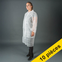 Offre : 10x HY@PRO veste non tissée avec fermeture à scratch M (1 pièce – 20 g/m²) - blanc