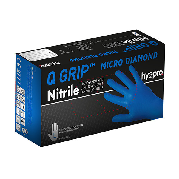 HY@PRO Q Grip Micro Diamond gants en nitrile sans poudre L (29 cm, 50 pièces) - bleu SHY00180 - 1