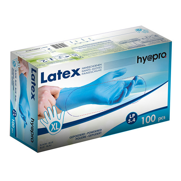 HY@PRO gants en latex poudrés XL (5,4 grammes, 24 cm, 100 pièces) - bleu SHY00202 - 1