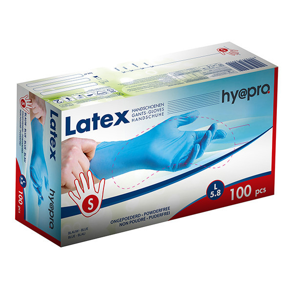 HY@PRO gants en latex sans poudre S (5,8 grammes, 24 cm, 100 pièces) - bleu SHY00220 - 1