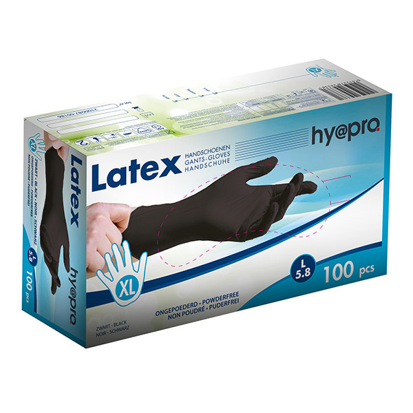 HY@PRO gants en latex sans poudre XL (5,8 grammes, 24 cm, 100 pièces) - noir SHY00218 - 1