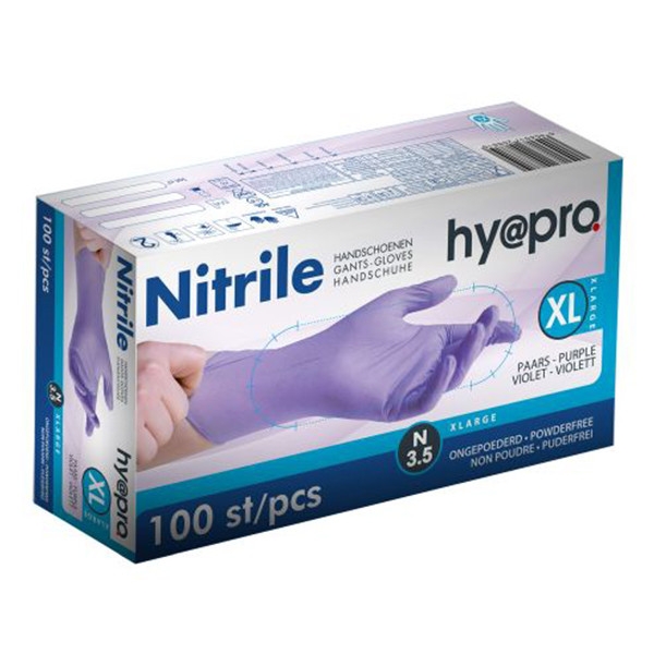HY@PRO gants en nitrile XL sans poudre (3,5 grammes, 24 cm, 100 pièces) - violet SHY00100 - 1
