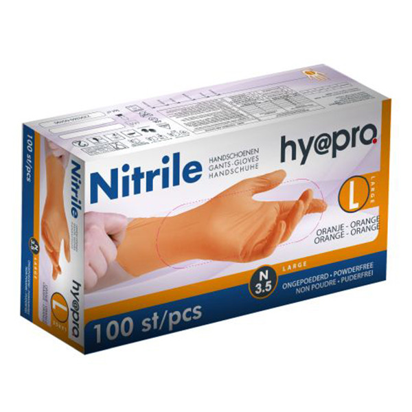 HY@PRO gants en nitrile sans poudre L (3,5 grammes, 24 cm, 100 pièces) - orange SHY00106 - 1