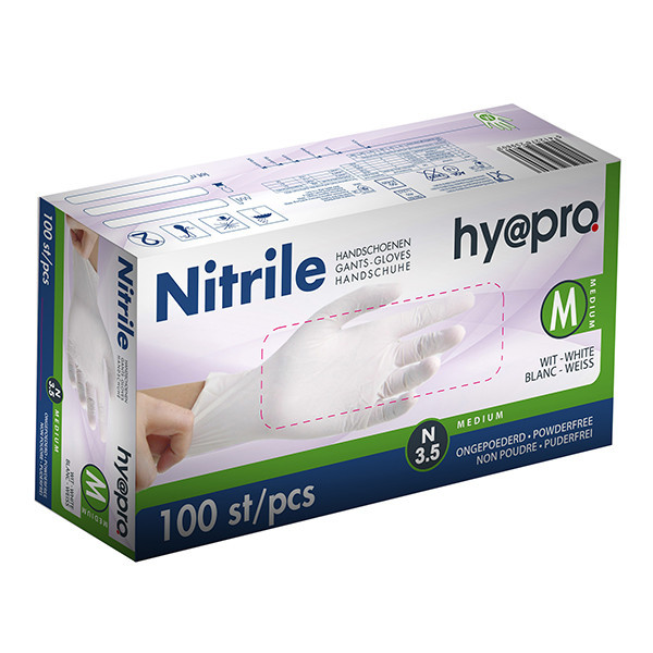 HY@PRO gants en nitrile sans poudre M (3,5 grammes, 24 cm, 100 pièces) - blanc SHY00058 - 1
