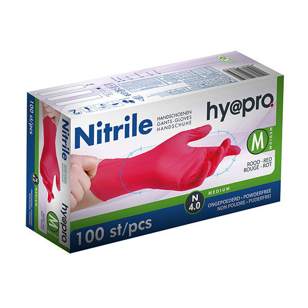 HY@PRO gants en nitrile sans poudre M (4 grammes, 24 cm, 100 pièces) - rouge SHY00114 - 1