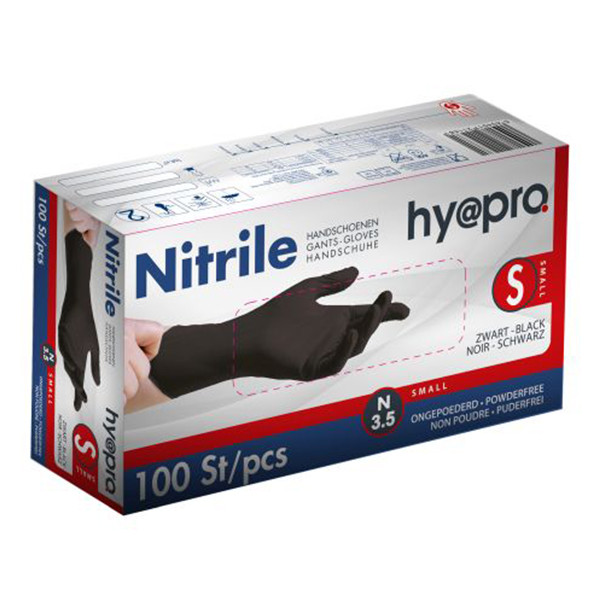 HY@PRO gants en nitrile sans poudre S (3,5 grammes, 24 cm, 100 pièces) - noir SHY00064 - 1