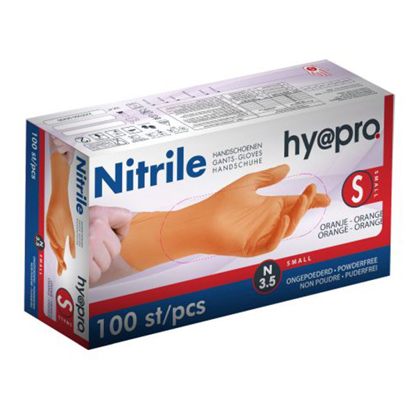 HY@PRO gants en nitrile sans poudre S (3,5 grammes, 24 cm, 100 pièces) - orange SHY00102 - 1
