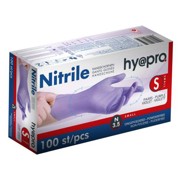 HY@PRO gants en nitrile sans poudre S (3,5 grammes, 24 cm, 100 pièces) - violet SHY00094 - 1