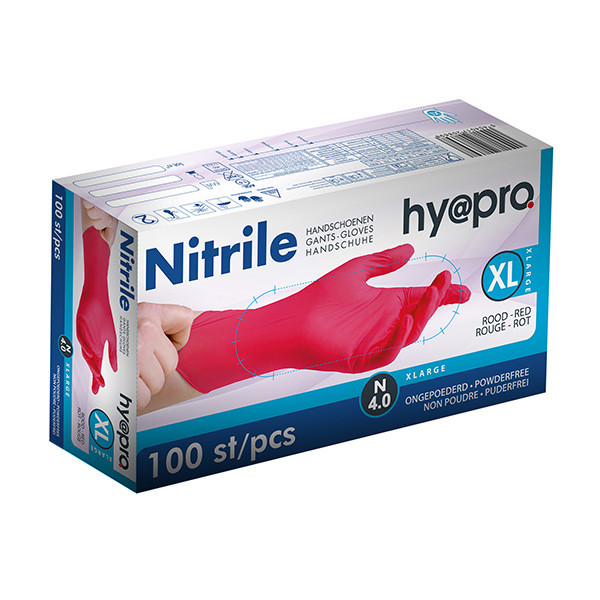 HY@PRO gants en nitrile sans poudre XL (4 grammes, 24 cm, 100 pièces) - rouge SHY00118 - 1