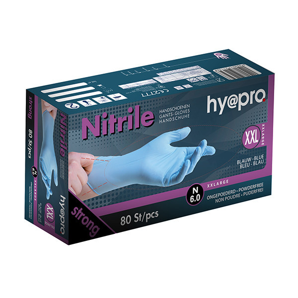 HY@PRO gants en nitrile sans poudre XXL (6 grammes, 24 cm, 80 pièces) - bleu SHY00136 - 1