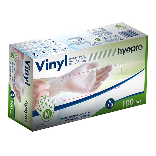 HY@PRO gants en vinyle sans poudre M (5 grammes, 24 cm, 100 pièces) - blanc SHY00246 - 1