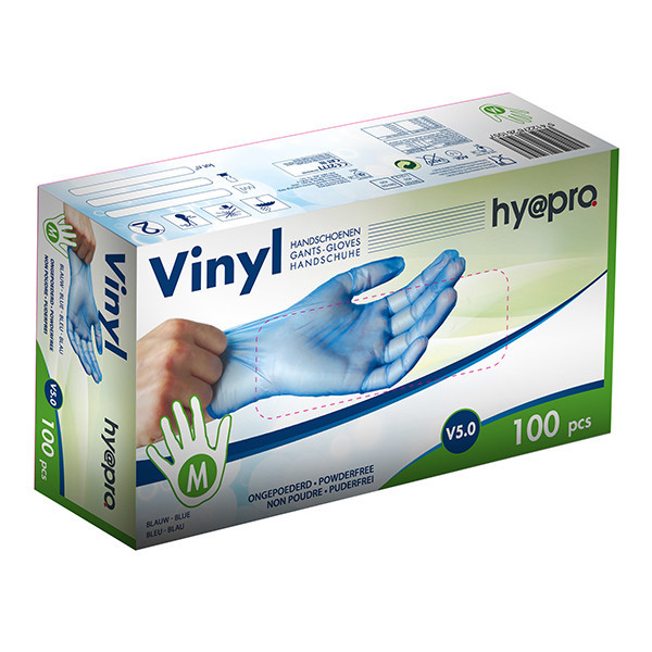 HY@PRO gants en vinyle sans poudre M (5 grammes, 24 cm, 100 pièces) - bleu SHY00254 - 1