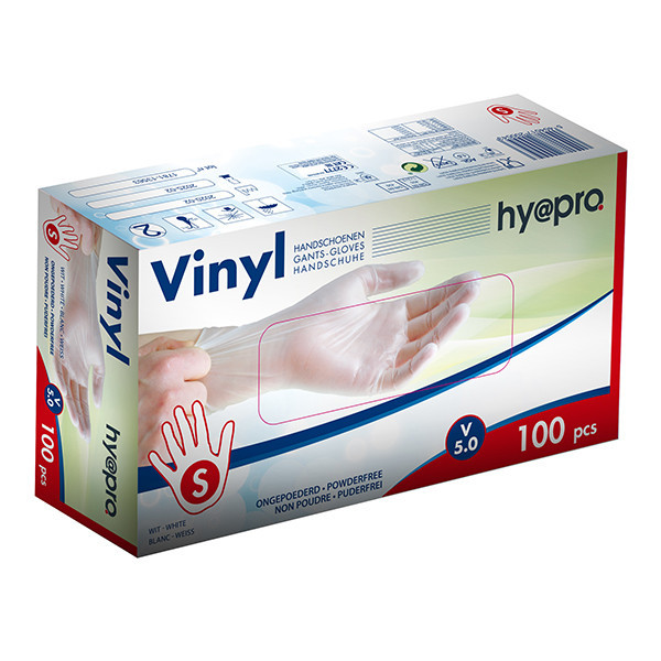 HY@PRO gants en vinyle sans poudre S (5 grammes, 24 cm, 100 pièces) - blanc SHY00244 - 1