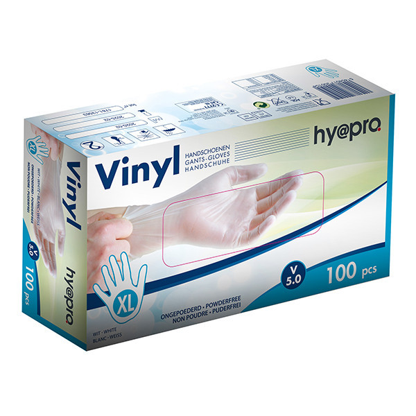 HY@PRO gants en vinyle sans poudre XL (5 grammes, 24 cm, 100 pièces) - blanc SHY00250 - 1