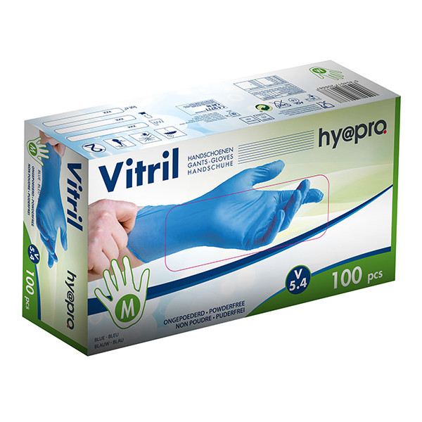 HY@PRO gants en vitrile sans poudre M (5,4 grammes, 24 cm, 100 pièces) - bleu SHY00262 - 1