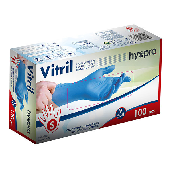 HY@PRO gants en vitrile sans poudre S (5,4 grammes, 24 cm, 100 pièces) - bleu SHY00260 - 1