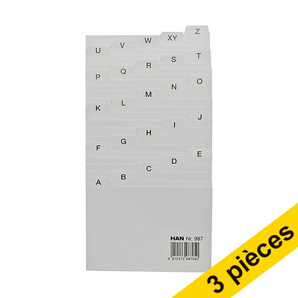 Offre : 3x HAN intercalaires pour boîte à fiches 105 x 70/80 mm (1 lot) - gris 218081 - 1
