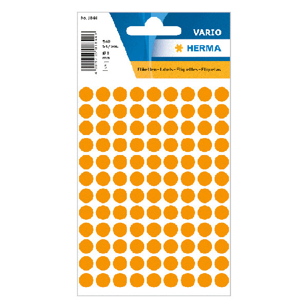 Herma 1844 pastilles de marquage Ø 8 mm (540 étiquettes) - orange fluo 1844 230421 - 1