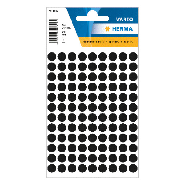 Herma 1849 pastilles de marquage Ø 8 mm (540 étiquettes) - noir 1849 230422 - 1