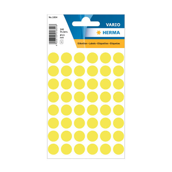 Herma 1854 pastilles de marquage Ø 13 mm (240 étiquettes) - jaune fluo 230982 - 1