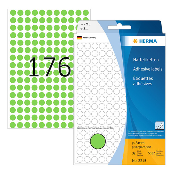 Herma 2215 étiquettes multifonction Ø 8 mm rondes (5632 étiquettes) - vert 230721 - 1