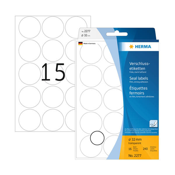 Herma 2277 étiquettes inviolables Ø 32 mm (240 étiquettes) - transparent 230902 - 1