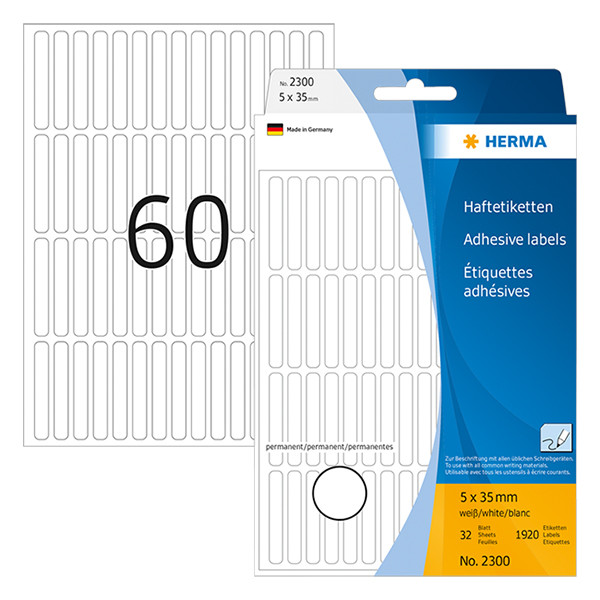 Herma 2300 étiquettes multi-usages 5 x 35 mm (1920 étiquettes) - blanc 2300 230426 - 1