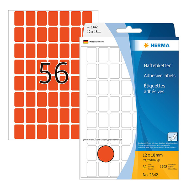 Herma 2342 étiquettes multifonction 12 x 18 mm (1 792 étiquettes) - rouge 230661 - 1