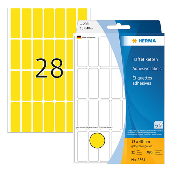 Herma 2361 étiquettes multifonction 13 x 40 mm (896 étiquettes) - jaune 230668 - 1