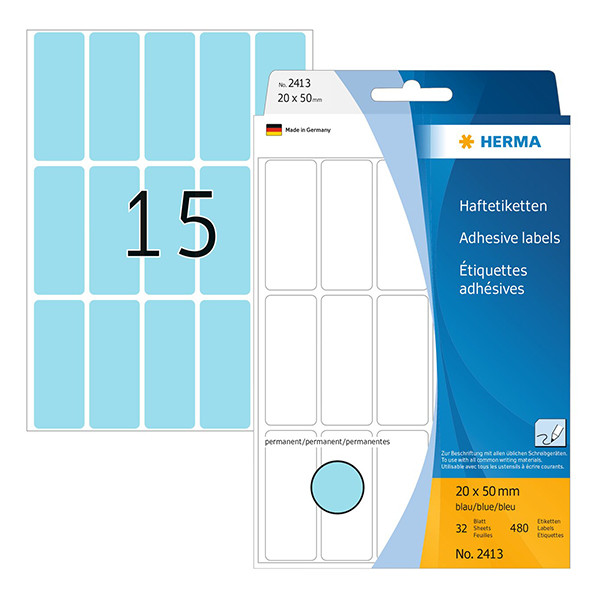 Herma 2413 étiquettes multifonction 20 x 50 mm (480 étiquettes) - bleu 230672 - 1
