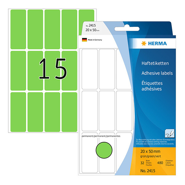 Herma 2415 étiquettes multifonction 20 x 50 mm (480 étiquettes) - vert 230674 - 1