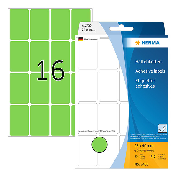 Herma 2455 étiquettes multifonction 25 x 40 mm (512 étiquettes) - vert 230682 - 1