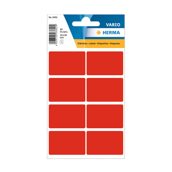 Herma 3692 étiquettes multifonctionnelles 25 x 40 mm (40 étiquettes) - rouge 230977 - 1