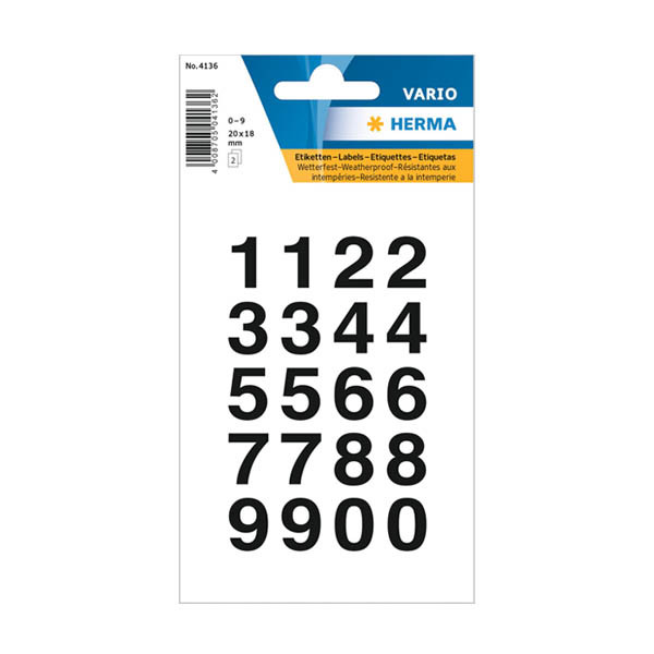 Herma 4136 étiquettes 0-9 20 x 18 mm (40 étiquettes) - noir/transparent 230951 - 1