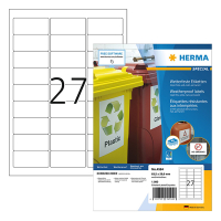 Herma 4594 étiquettes résistantes aux intempéries A4 63,5 x 29,6 mm (1080 étiquettes) - blanc 230745