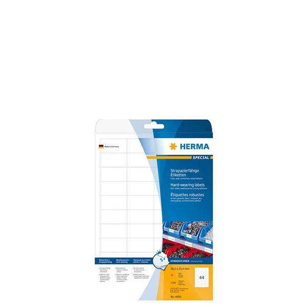 Herma 4691 étiquettes en film résistantes aux intempéries A4 66 x 33,8 mm (600 étiquettes) - blanc 230757 - 1