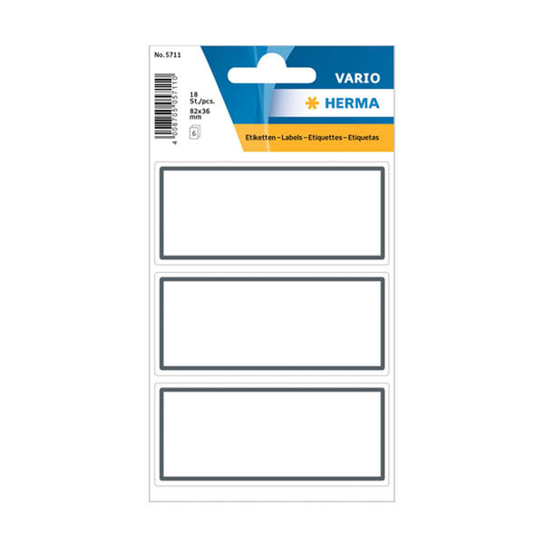 Herma 5711 étiquettes scolaires 82 x 36 mm (18 étiquettes) - blanc/gris 230930 - 1
