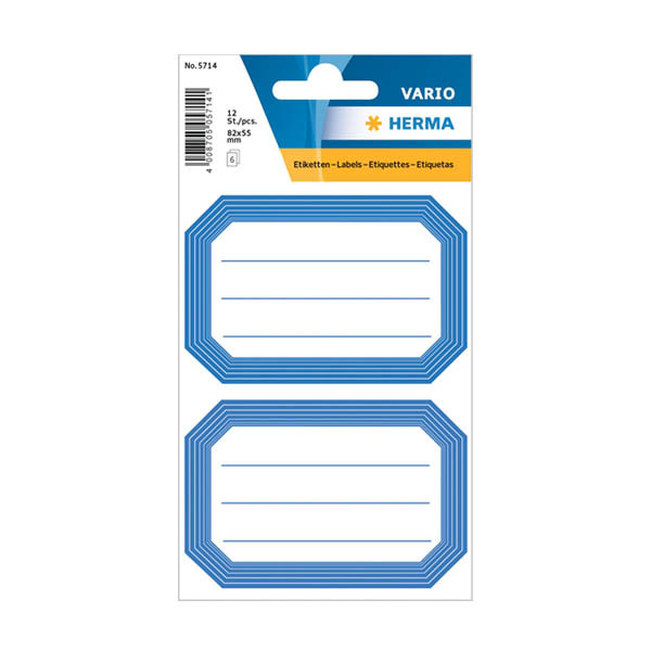Herma 5714 étiquettes scolaires 82 x 55 mm (12 étiquettes) - blanc/bleu 230931 - 1