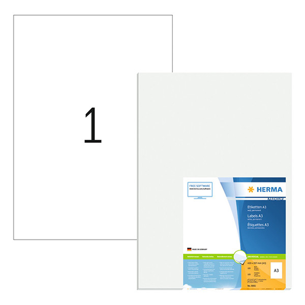 Herma Premium 8692 étiquettes adhésives permanentes A3 297 x 420 mm (100 étiquettes) - blanc 230507 - 1